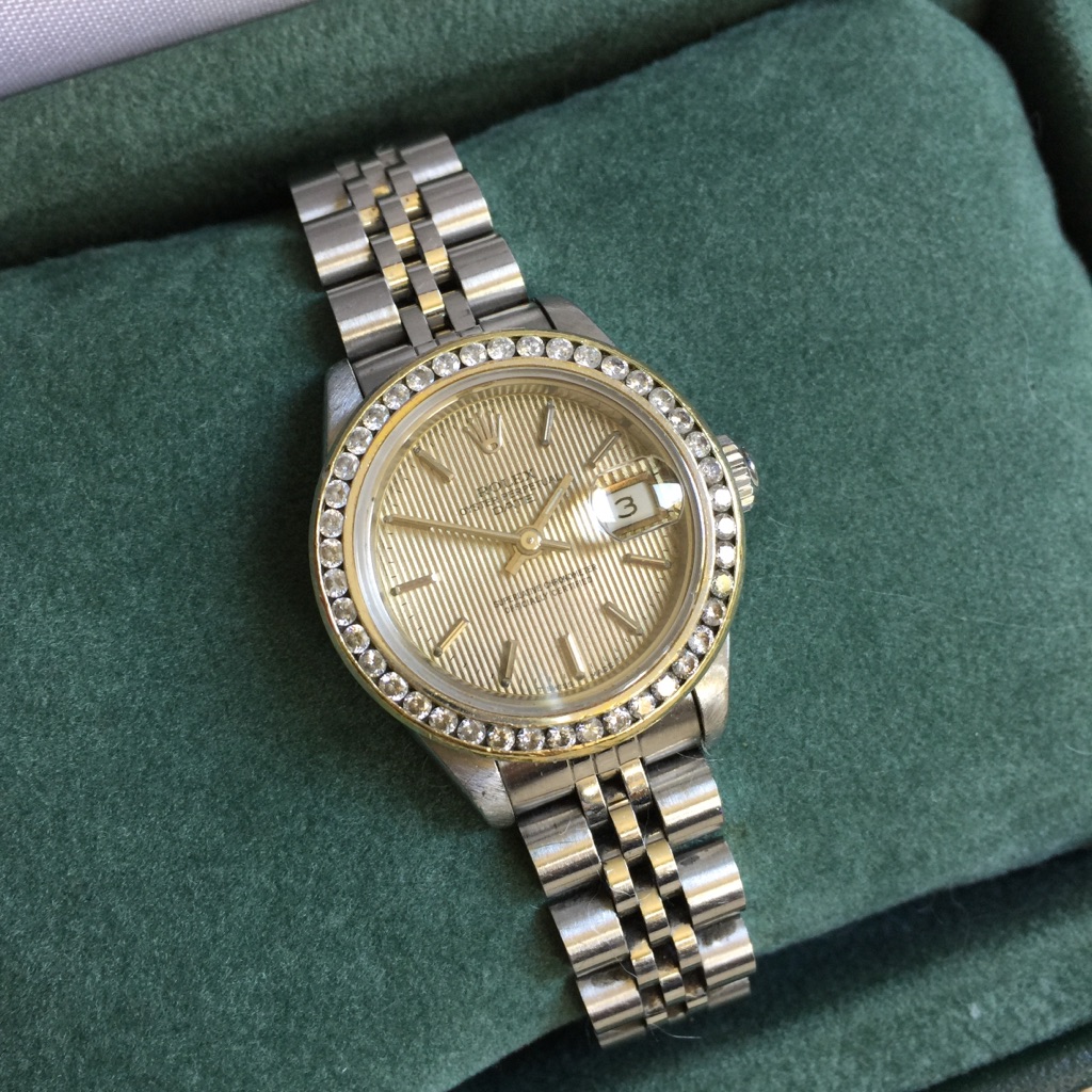 Ladies Rolex Datejust With Diamond Bezel Tapestry Dial
